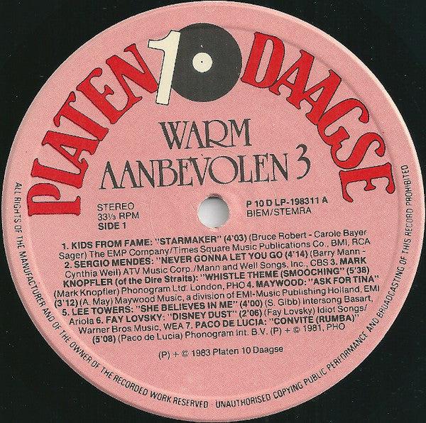 Various – Warm Aanbevolen 3 (LP, Comp) – 2de hands, goede staat