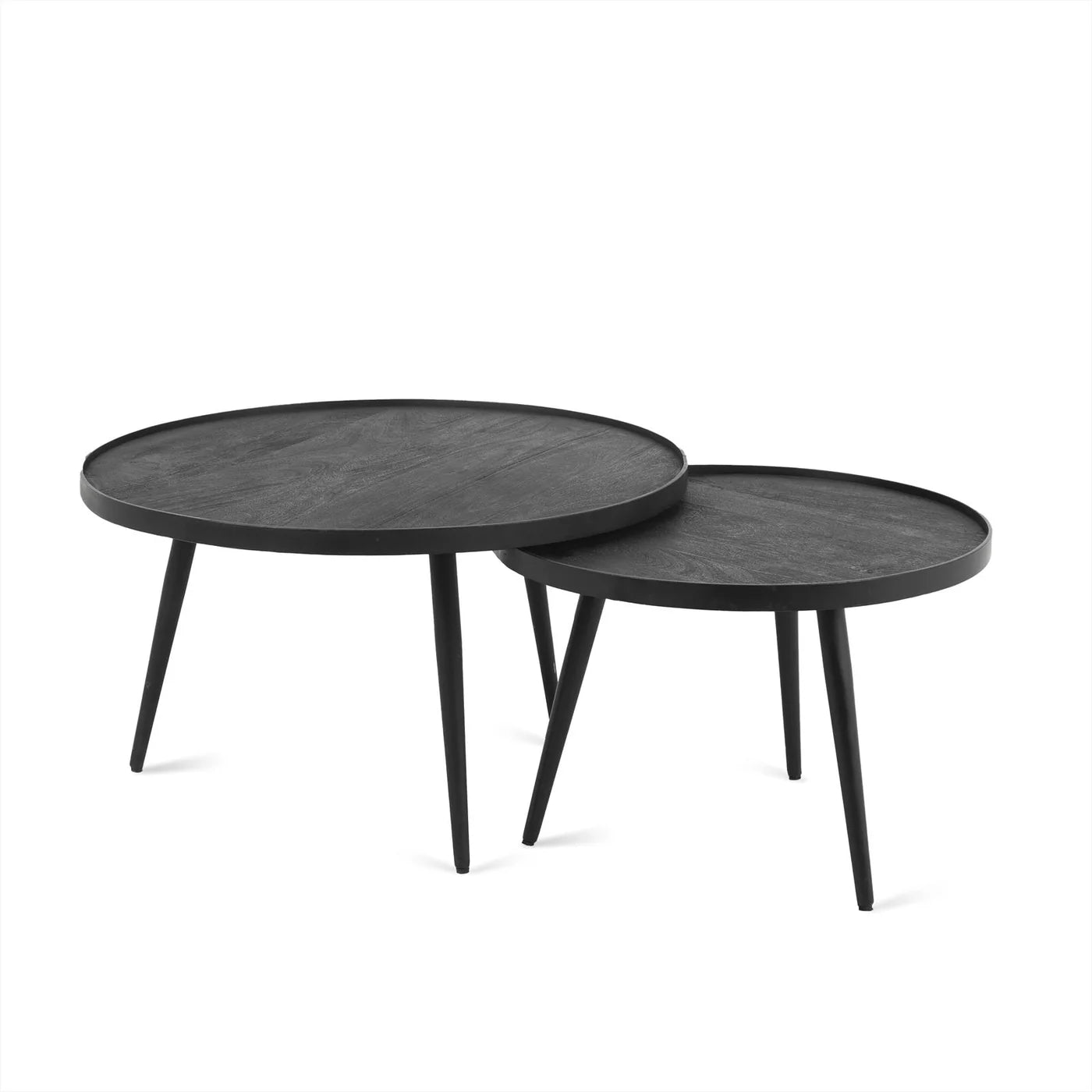 Salontafel Rond Zwart Set van 2