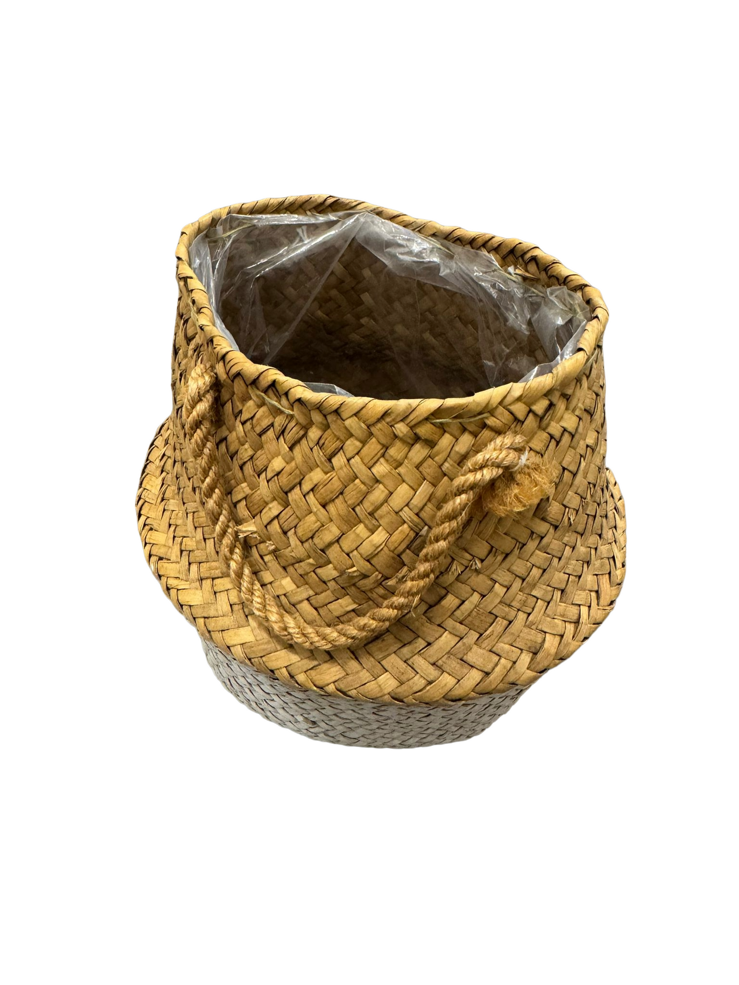 Invouwbaar Rietenmandje / Plantenpot – Wit met Riet