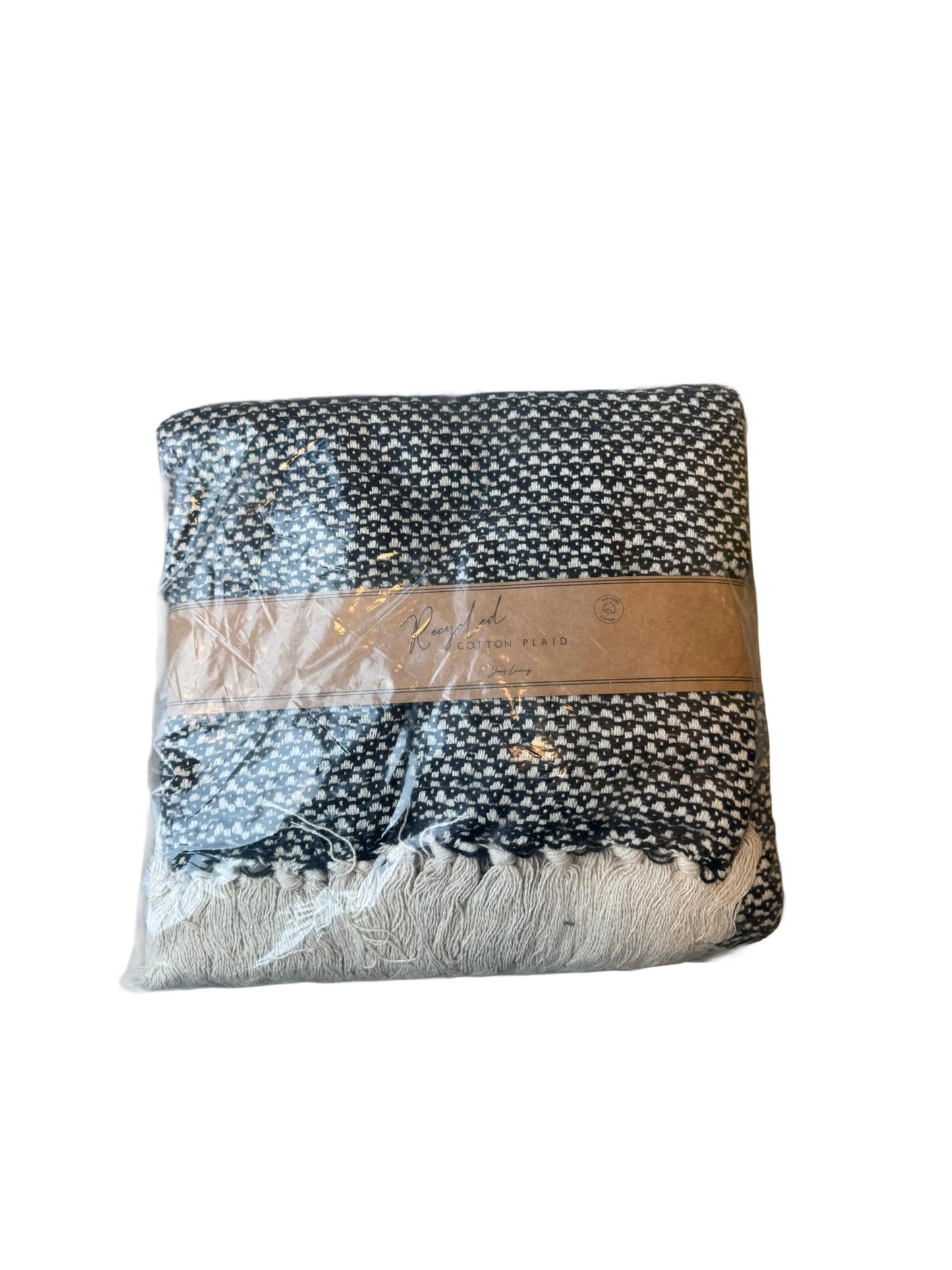 JENS Living Recycled Cotton Plaid Wafel Zwart