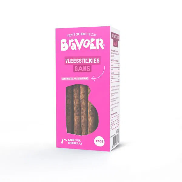 BRAVOER Vleesstickies Gans (2kg – 10x200 gram)
