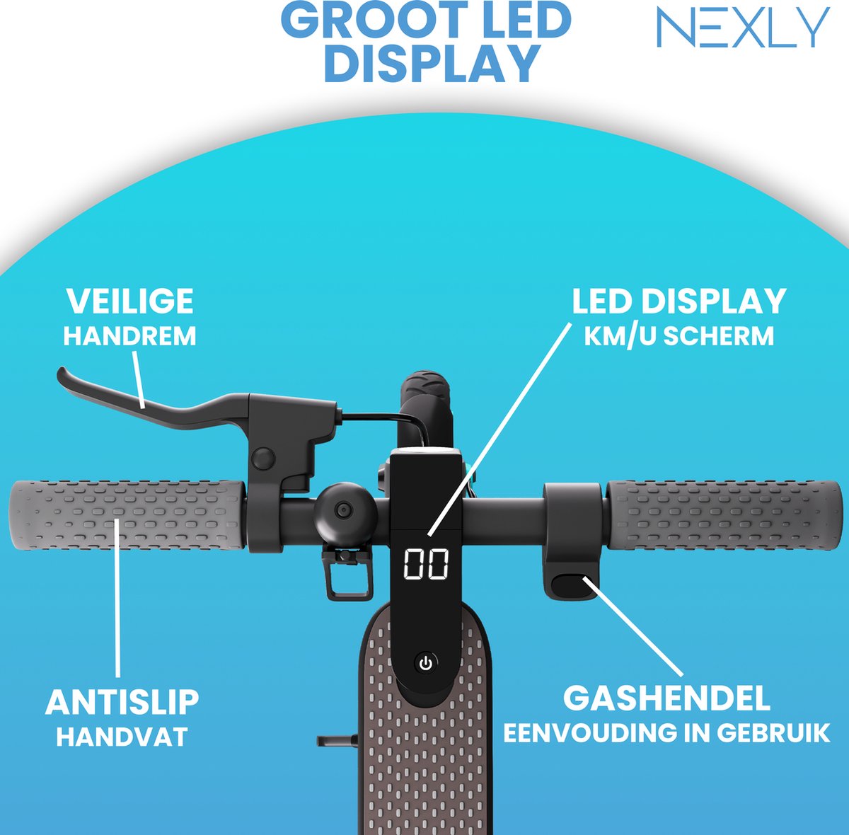 Nexly® S2 Elektrische Step - Snelheid tot 25km/u - Bereik tot 30km - Dubbele remveiligheid - Cruise control - Inklapbaar & draagbaar - LED koplamp - Innovatieve App