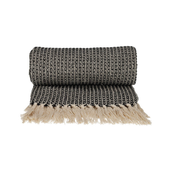 JENS Living Recycled Cotton Plaid Wafel Zwart