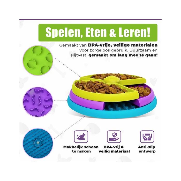 Topmast Anti Schrokbak Hond – Slowfeeder & Hondenpuzzel – Intelligentie Honden Speelgoed