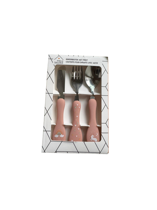 Roze duurzaam kinderbestek – Villa Volance