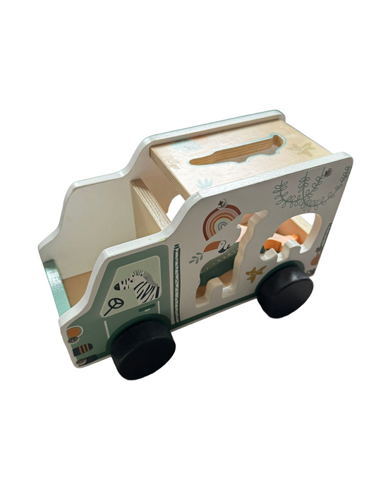 Houten Speelauto met Dierenfiguren – Duurzaam Speelplezier