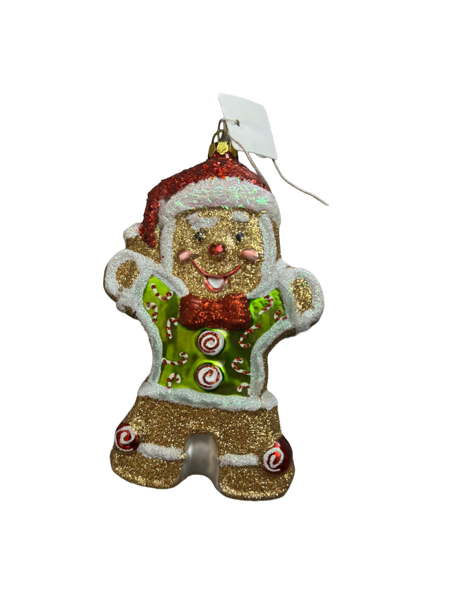Kerstbal Hanger Koekmannetjes – Goud met Glitters (ca. 10 cm)