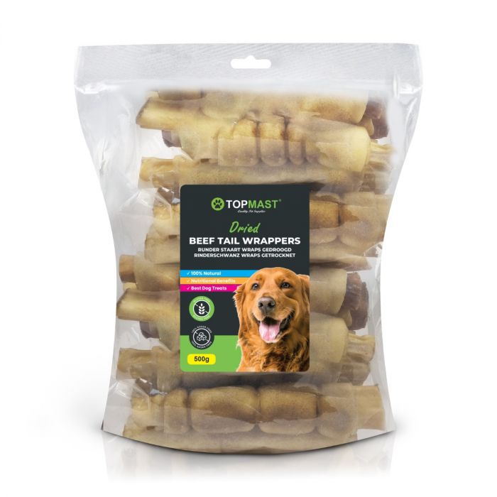 Topmast Runderstaart Wrappers – Omwikkeld met Kophuid – 15 cm – 500 g