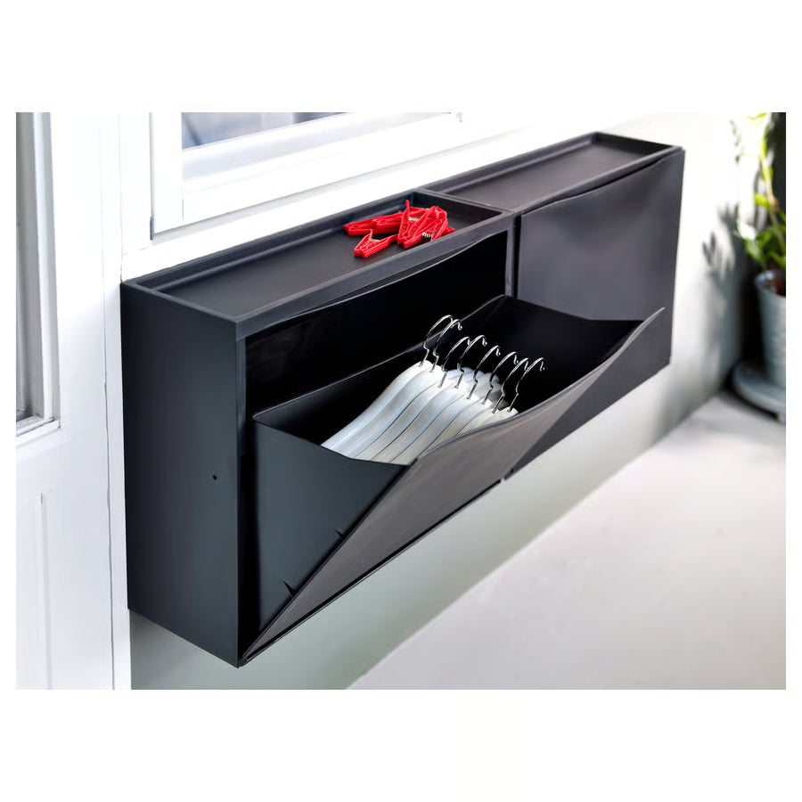 TRONES Schoenenkast/opberger, zwart, 52x18x39 cm