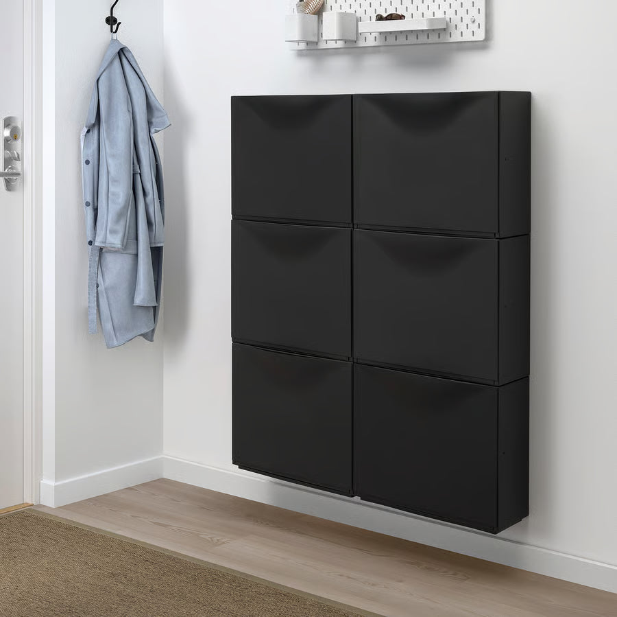 TRONES Schoenenkast/opberger, zwart, 52x18x39 cm