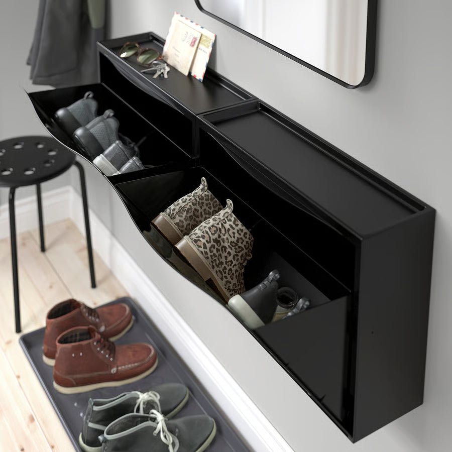 TRONES Schoenenkast/opberger, zwart, 52x18x39 cm