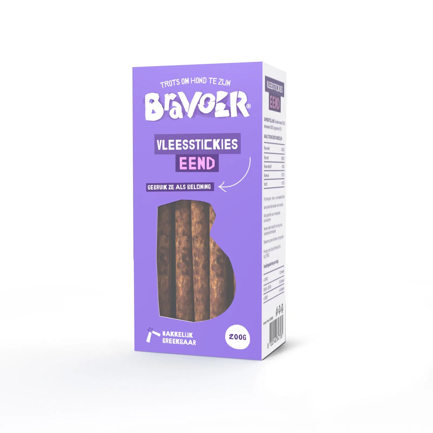 BRAVOER Vleesstickies Eend (2kg – 10x200 gram)