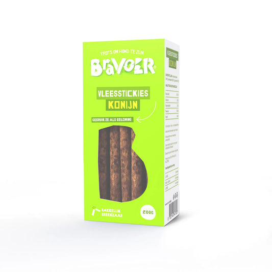 BRAVOER Vleesstickies Konijn (2kg – 10x200 gram)