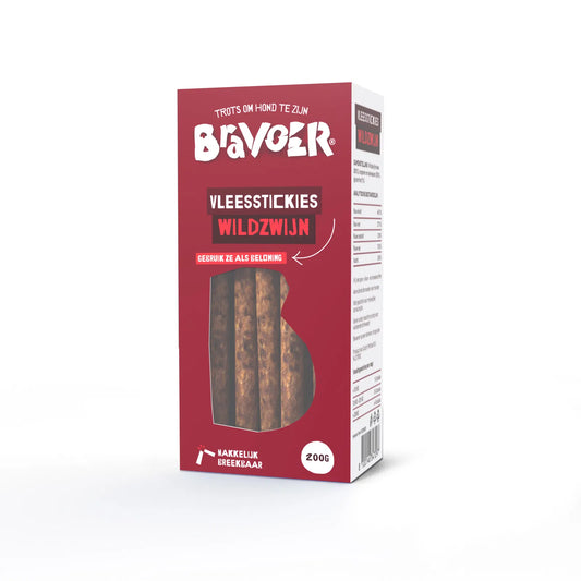 BRAVOER Vleesstickies Wildzwijn 2KG - Black Friday DEAL!